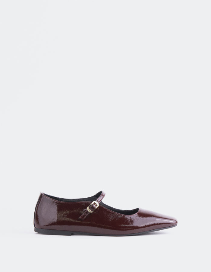 L'INTERVALLE Sylph Women's Mary Jane Flats Burgundy Patent Leather