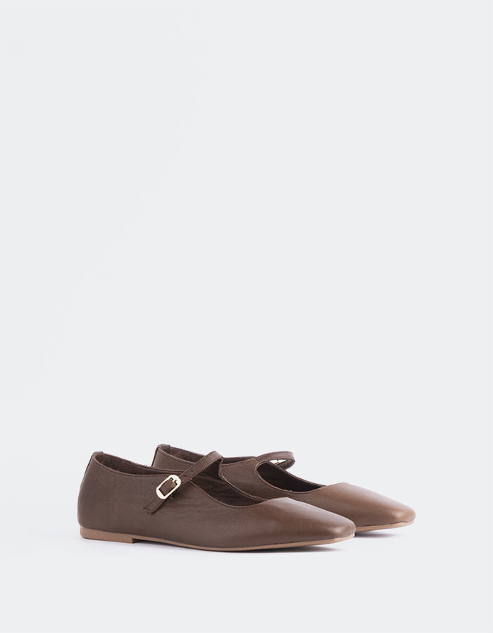 L'INTERVALLE Sylph Women's Mary Jane Flats Brown Leather