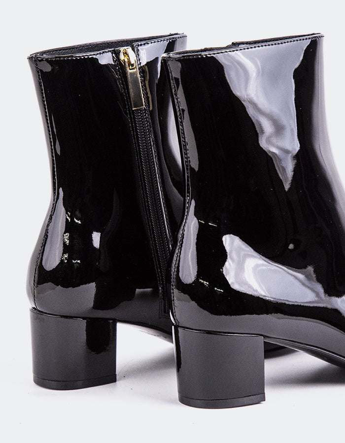 L'INTERVALLE Tenby Bottines à talons carrés pour femme Noir Verni