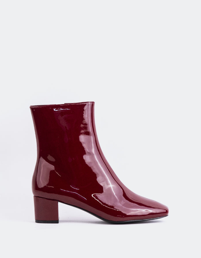 L'INTERVALLE Tenby Women's Block-Heel Ankle Boots Burgundy Patent