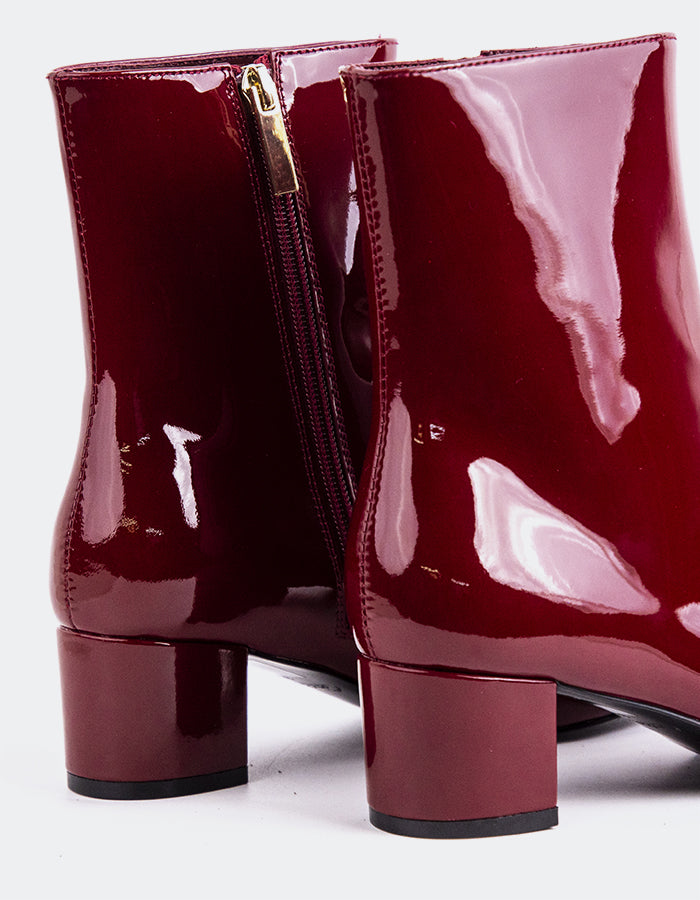 L'INTERVALLE Tenby Women's Block-Heel Ankle Boots Burgundy Patent