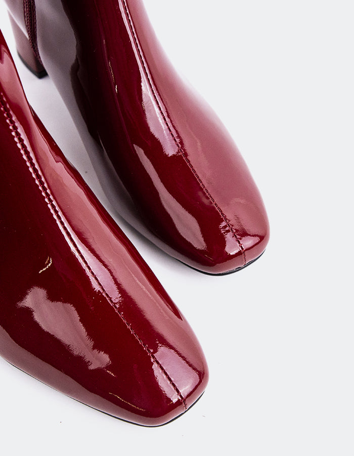 L'INTERVALLE Tenby Women's Block-Heel Ankle Boots Burgundy Patent