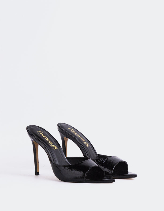 L'INTERVALLE Thelma Sandales à mules pour femmes Noir Naplack (7136333693008)