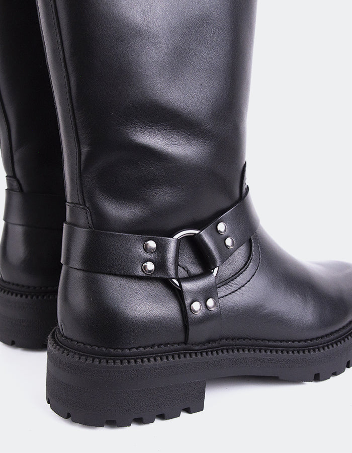 L'INTERVALLE Turvol Bottes Moto pour femmes Bottes à tige haute  Noir  Cuir (7139458744400)