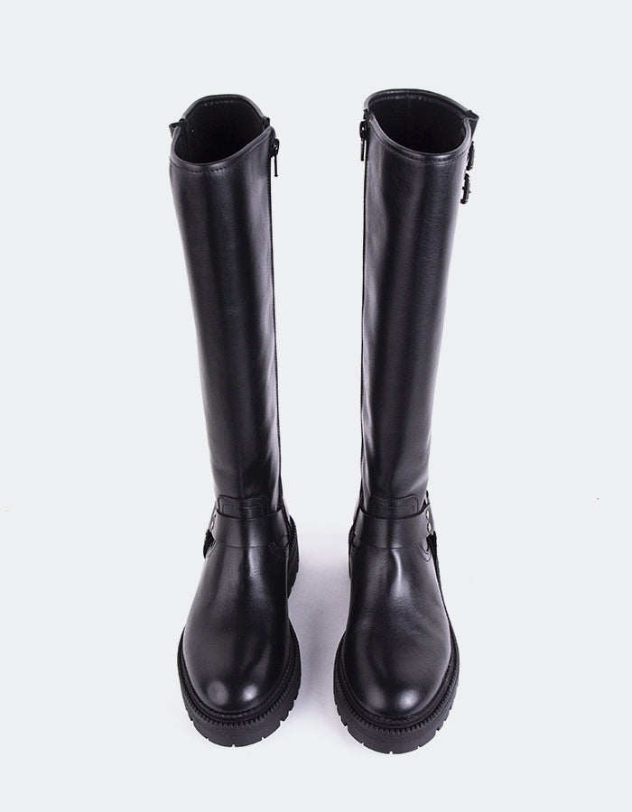 L'INTERVALLE Turvol Bottes Moto pour femmes Bottes à tige haute  Noir  Cuir (7139458744400)