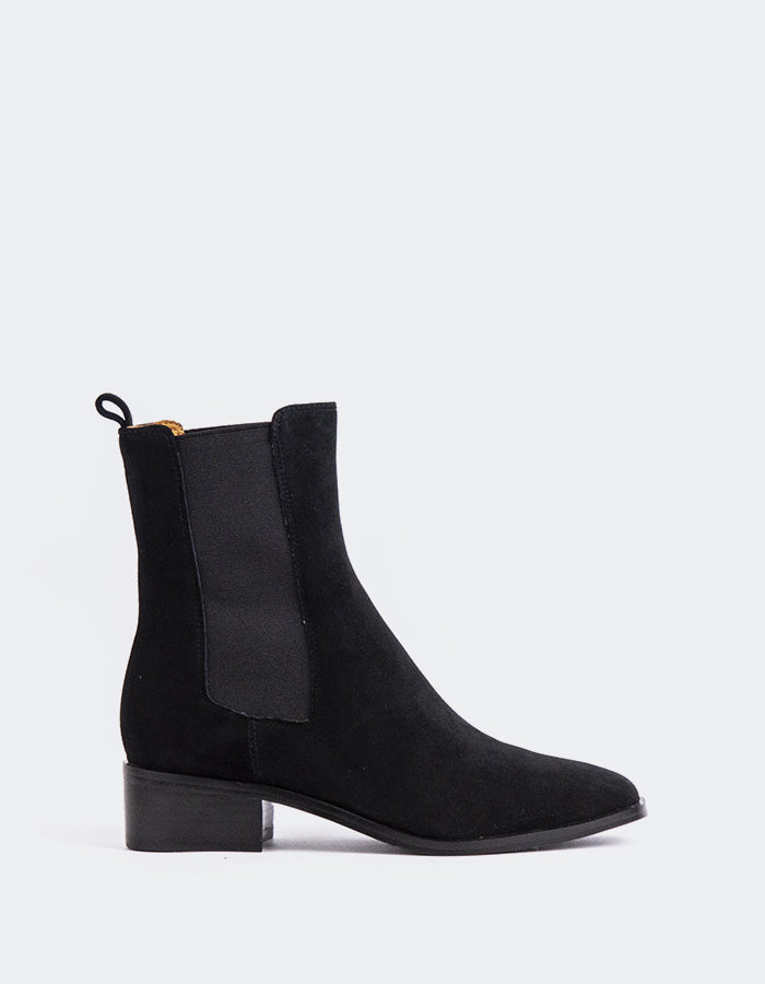 SHELLY SHEN Bottines Chelsea pour femme Upala Noir Suède