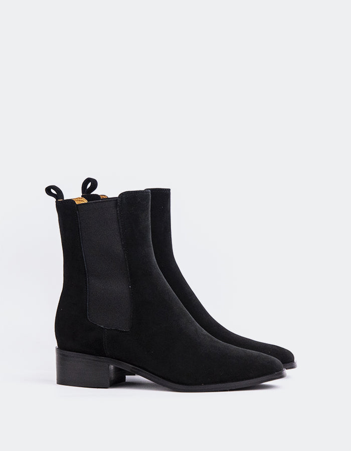 SHELLY SHEN Bottines Chelsea pour femme Upala Noir Suède
