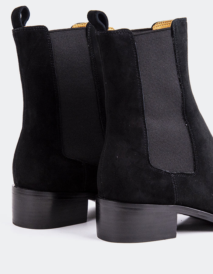 SHELLY SHEN Bottines Chelsea pour femme Upala Noir Suède
