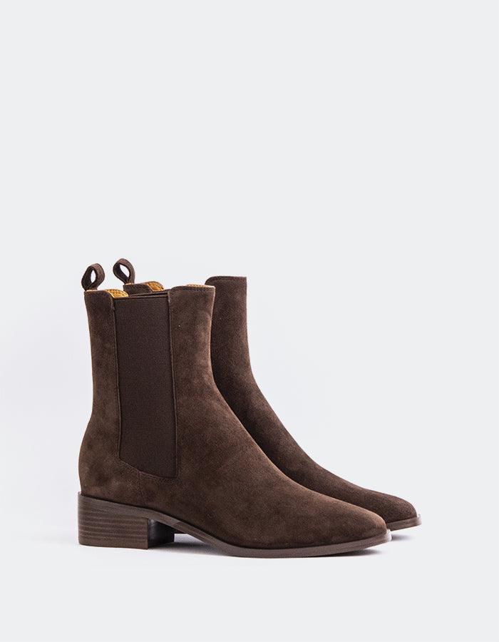 SHELLY SHEN Bottines Chelsea pour femme Upala Brun Suède