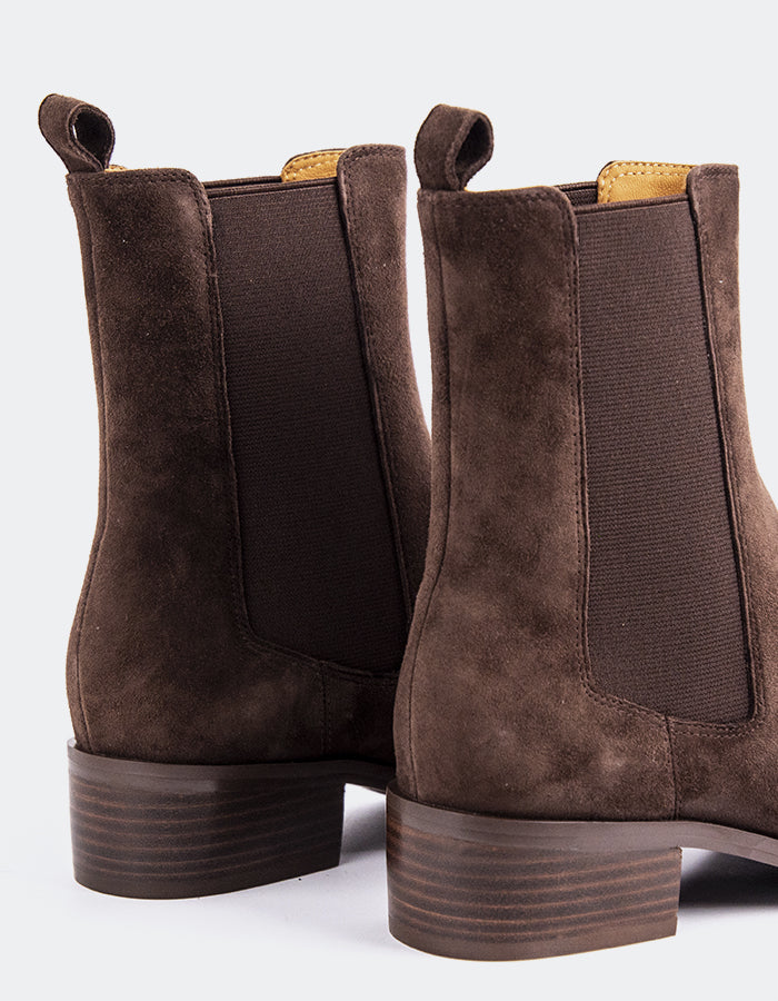 SHELLY SHEN Bottines Chelsea pour femme Upala Brun Suède