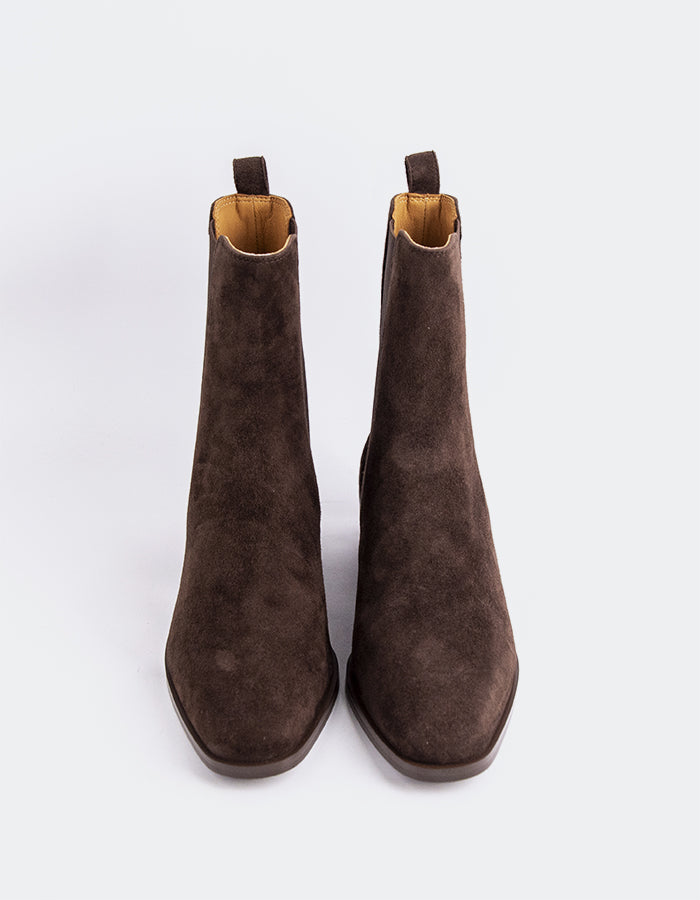 SHELLY SHEN Bottines Chelsea pour femme Upala Brun Suède