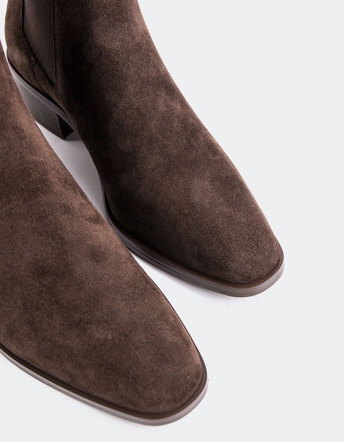 SHELLY SHEN Bottines Chelsea pour femme Upala Brun Suède