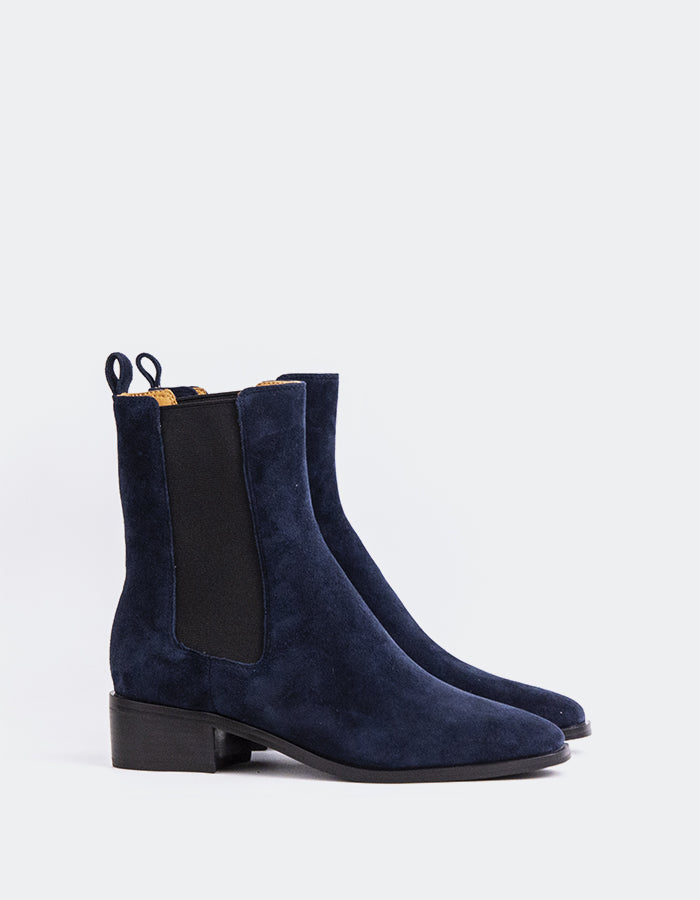 SHELLY SHEN Bottines Chelsea pour femme Upala Bleu marine Suède