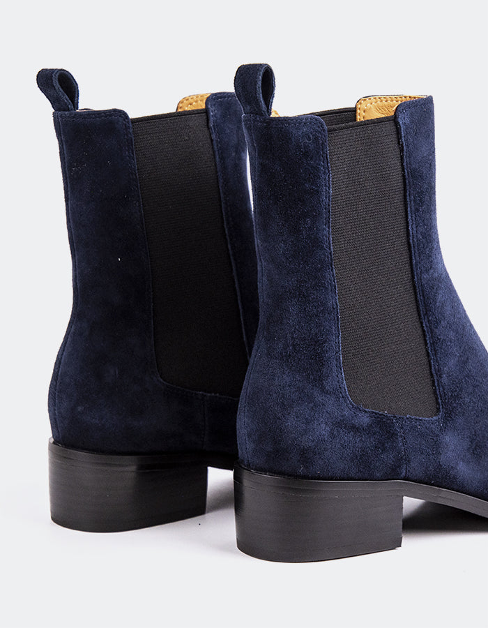 SHELLY SHEN Bottines Chelsea pour femme Upala Bleu marine Suède