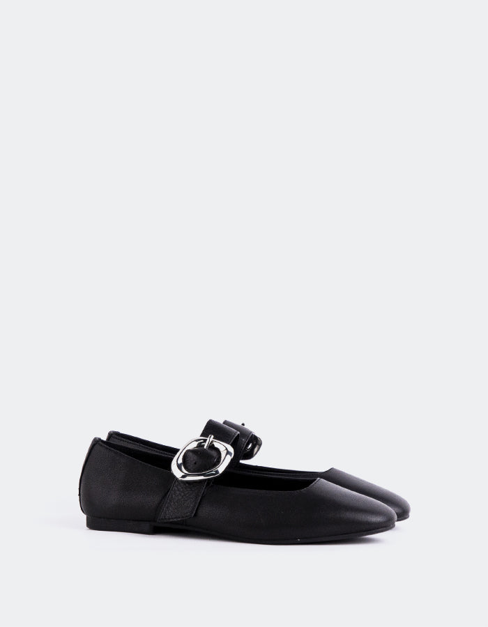 L'INTERVALLE Vady Women's Mary Jane Flats Black Leather