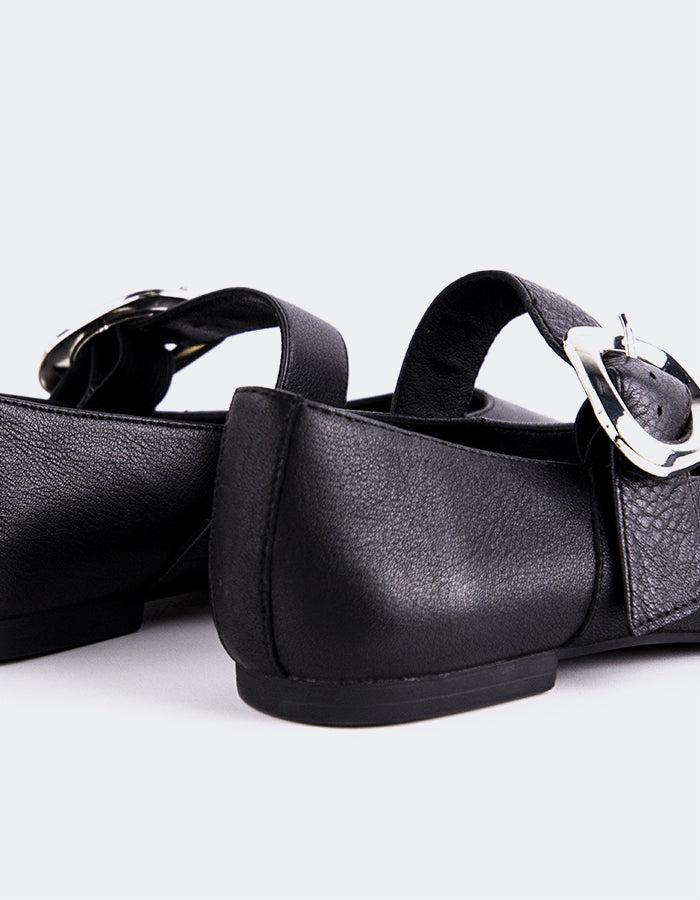 L'INTERVALLE Vady Women's Mary Jane Flats Black Leather