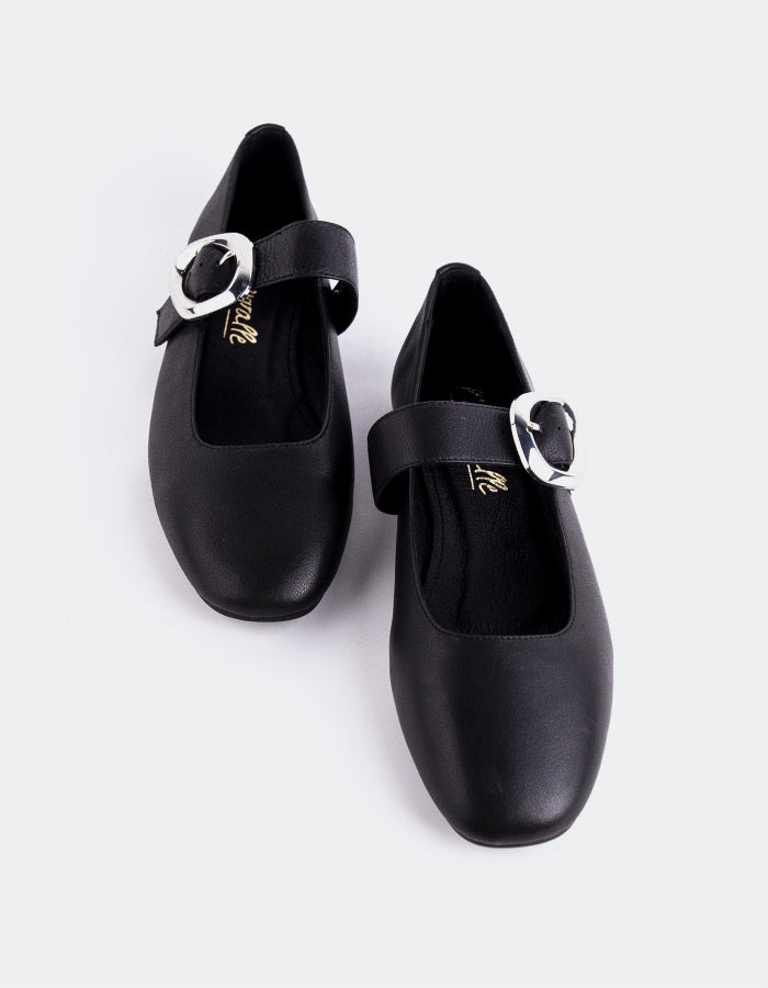L'INTERVALLE Vady Women's Mary Jane Flats Black Leather
