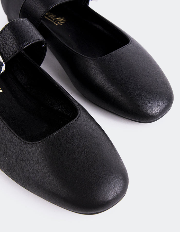 L'INTERVALLE Vady Women's Mary Jane Flats Black Leather