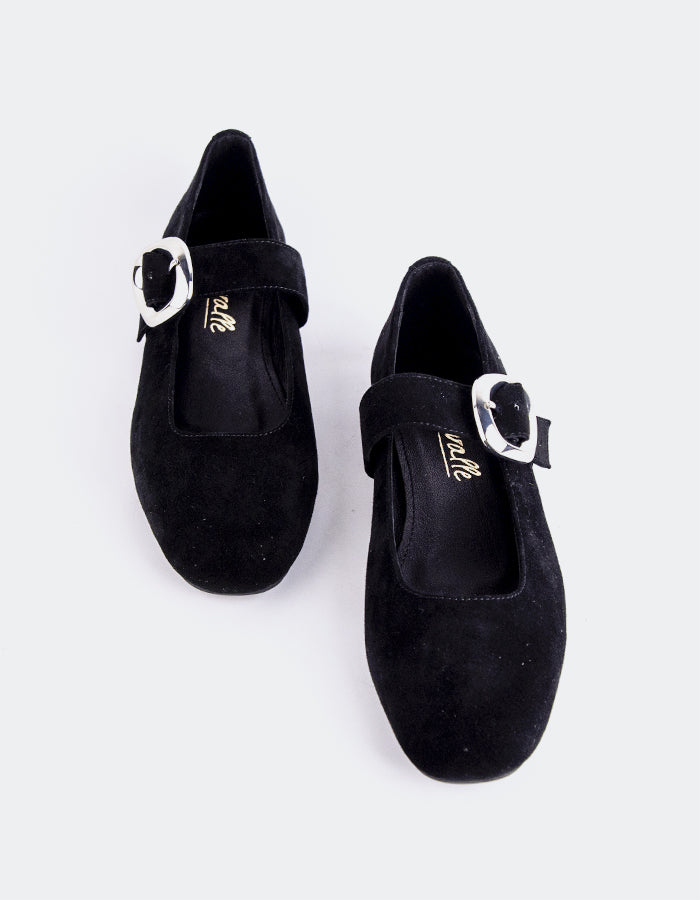 L'INTERVALLE Vady Femmes Mary Jane Chaussures plates Noir Suède