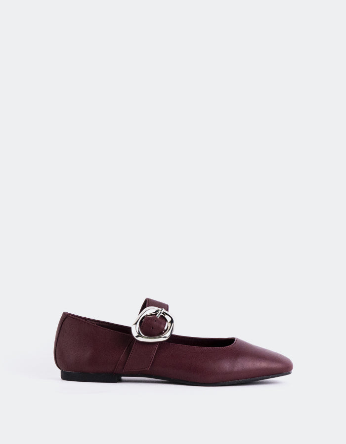 L'INTERVALLE Vady Women's Mary Jane Flats Burgundy Leather