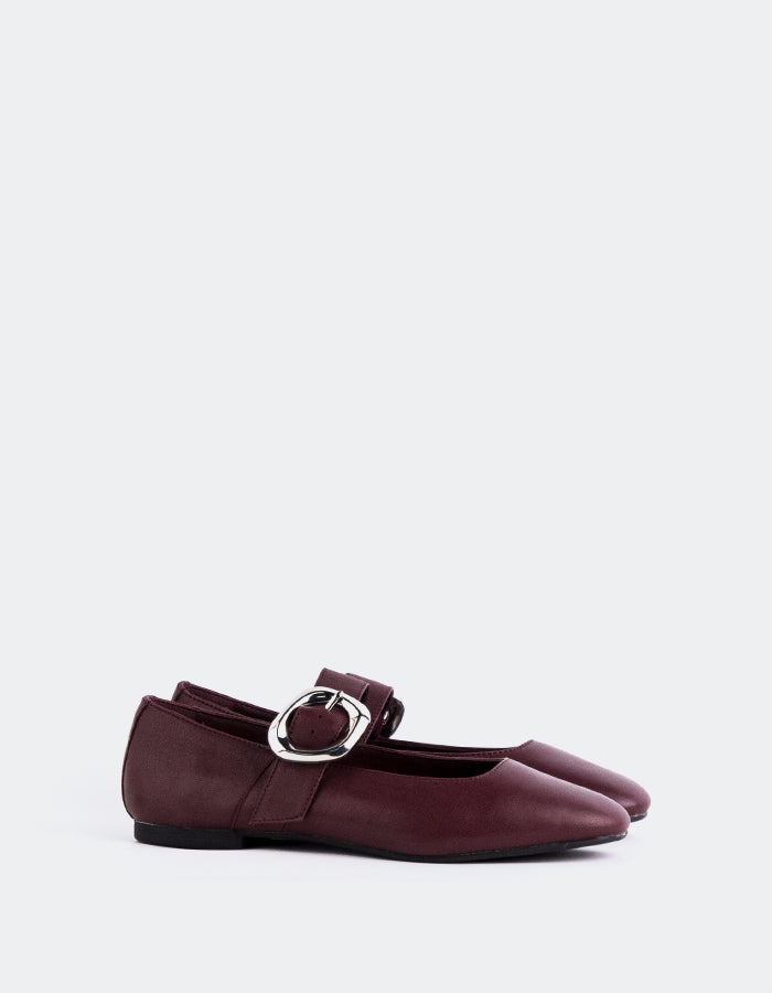 L'INTERVALLE Vady Women's Mary Jane Flats Burgundy Leather