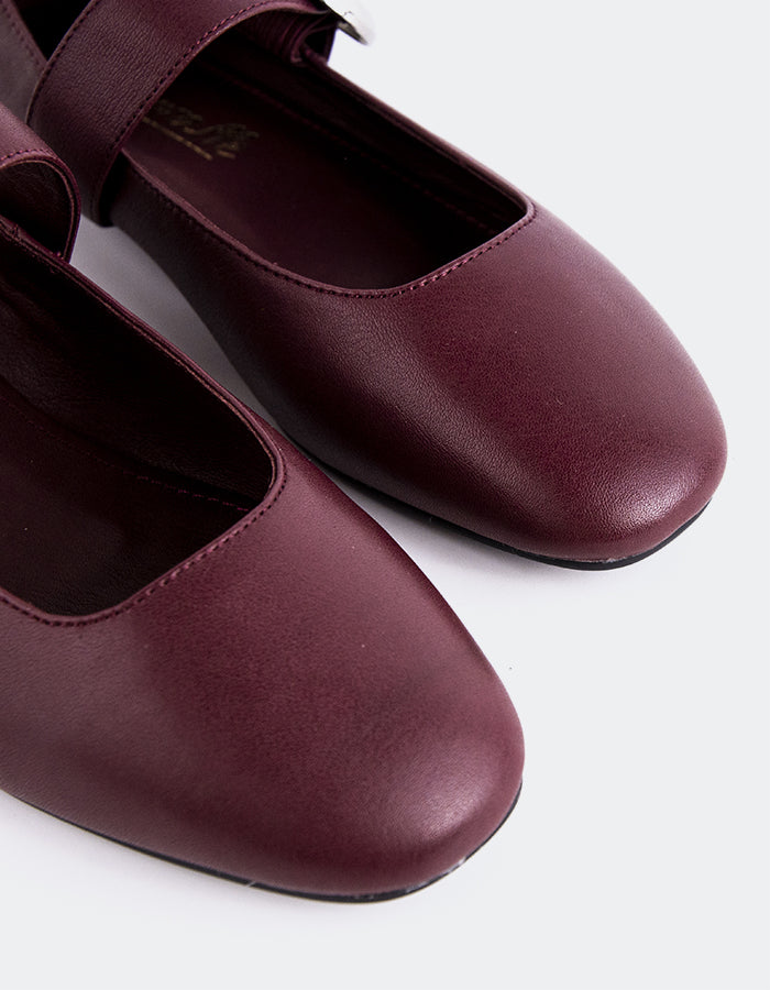 L'INTERVALLE Vady Women's Mary Jane Flats Burgundy Leather
