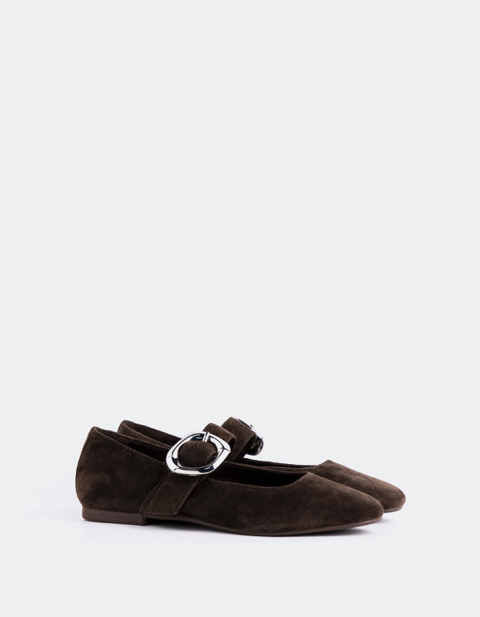 L'INTERVALLE Vady Women's Mary Jane Flats Brown Suede