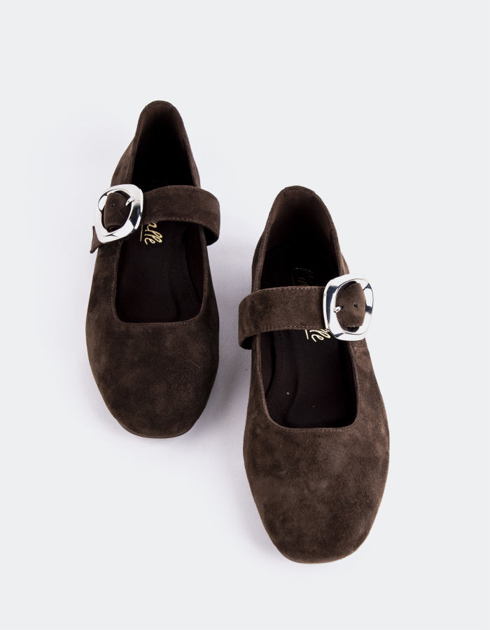 L'INTERVALLE Vady Women's Mary Jane Flats Brown Suede