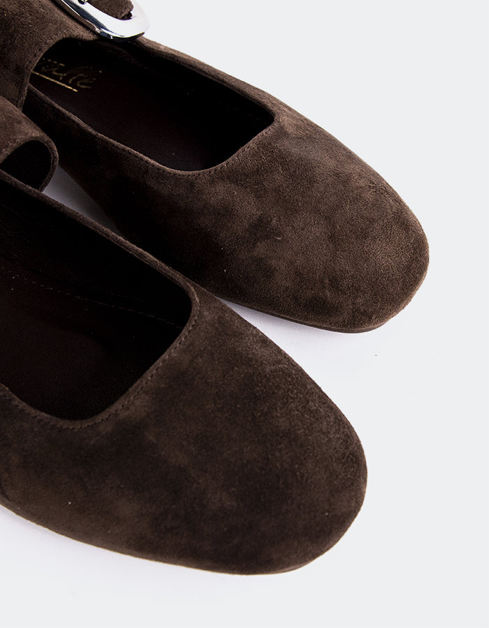 L'INTERVALLE Vady Women's Mary Jane Flats Brown Suede