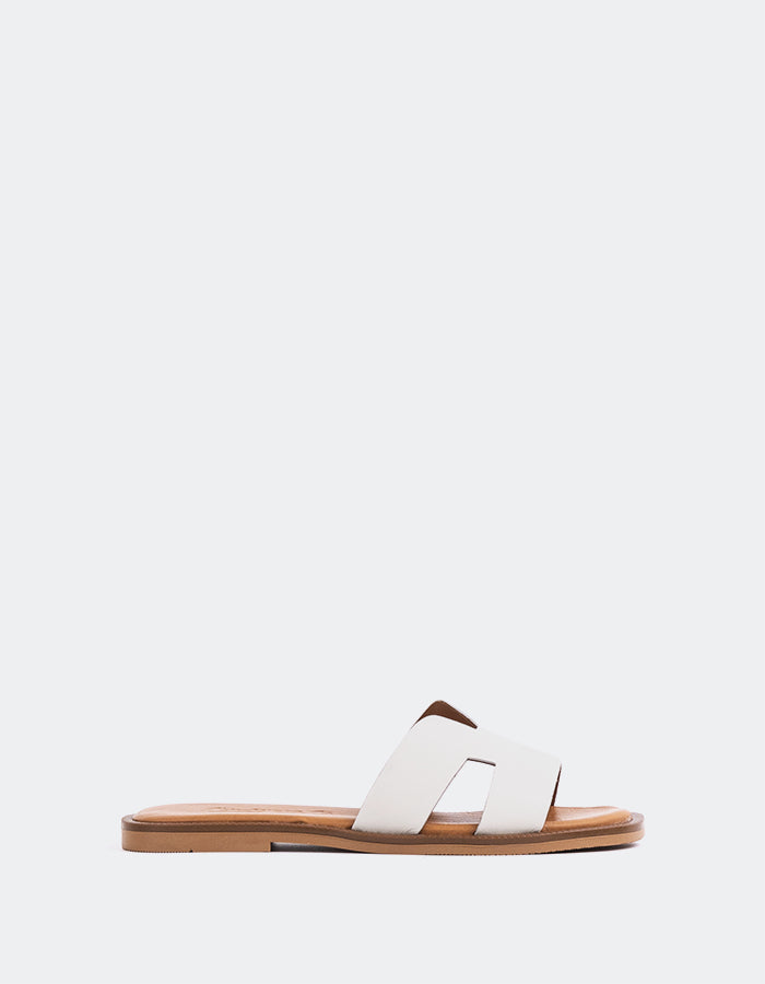 L'INTERVALLE Valmy Women's Flat Sandal Mule Ice/White Leather