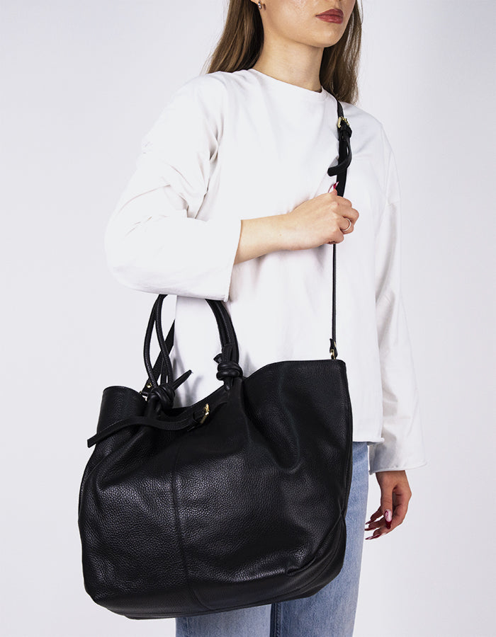 L'INTERVALLE Varden Sac à main pour femme Noir Cuir (7125830041680)