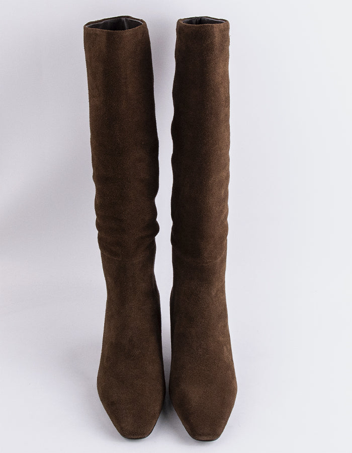 L'INTERVALLE Velletri Bottes hautes Kitten pour femmes Brun Suède