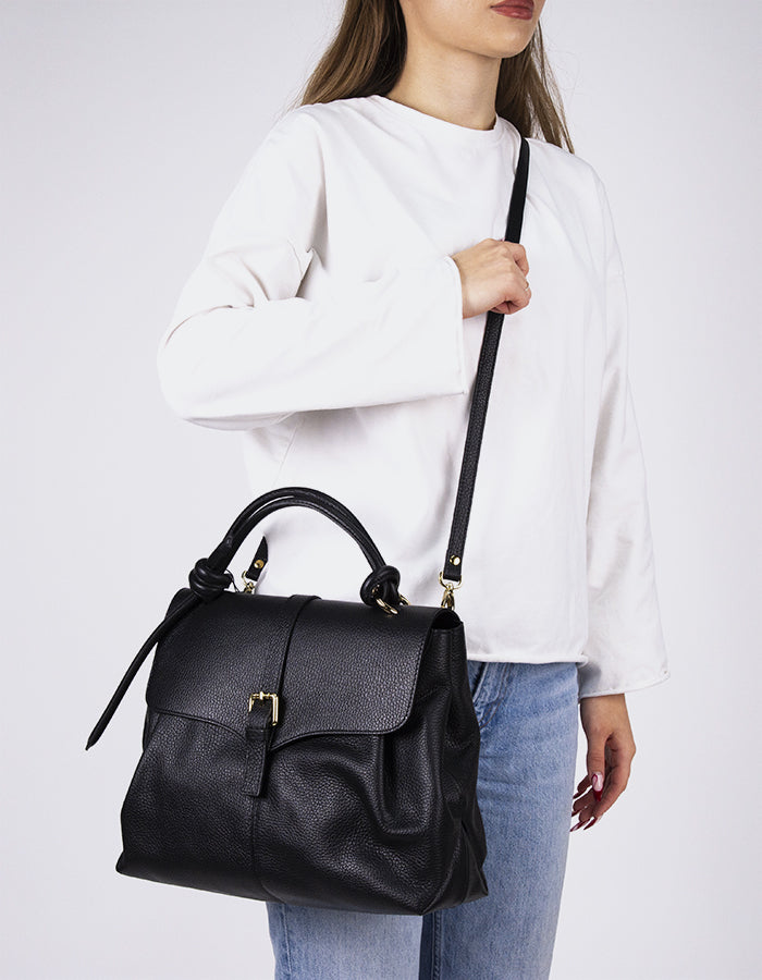 L'INTERVALLE Verone Sac à main pour femme Noir Cuir (7125831385168)