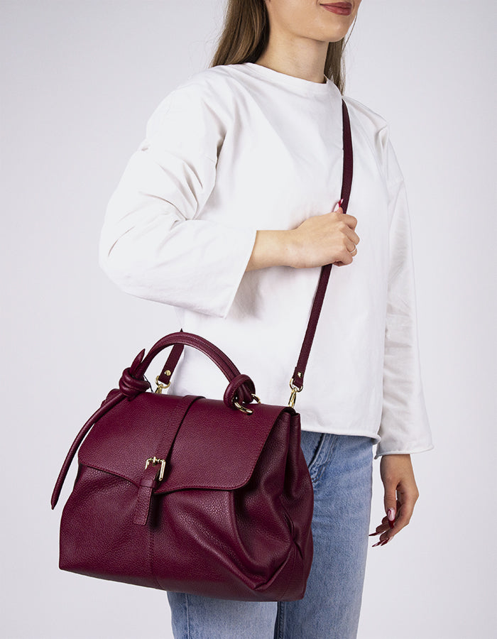 L'INTERVALLE Verone Sac à main pour femme Bordeaux Cuir (7125831483472)