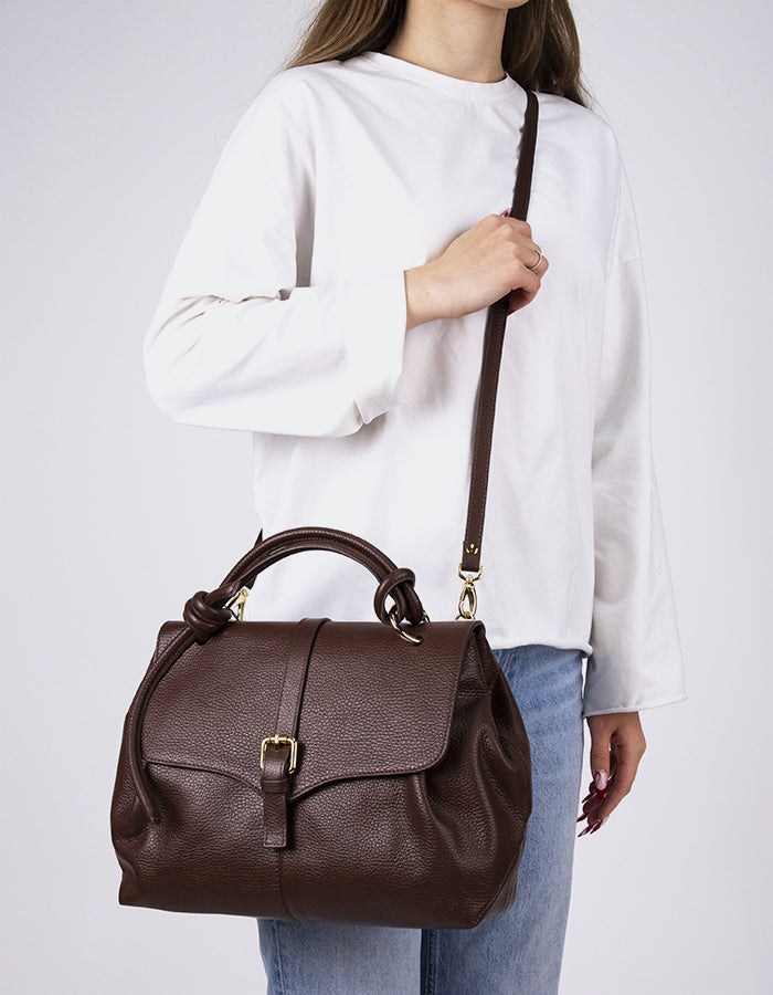 L'INTERVALLE Verone Sac à main pour femme Brun Cuir (7125831614544)