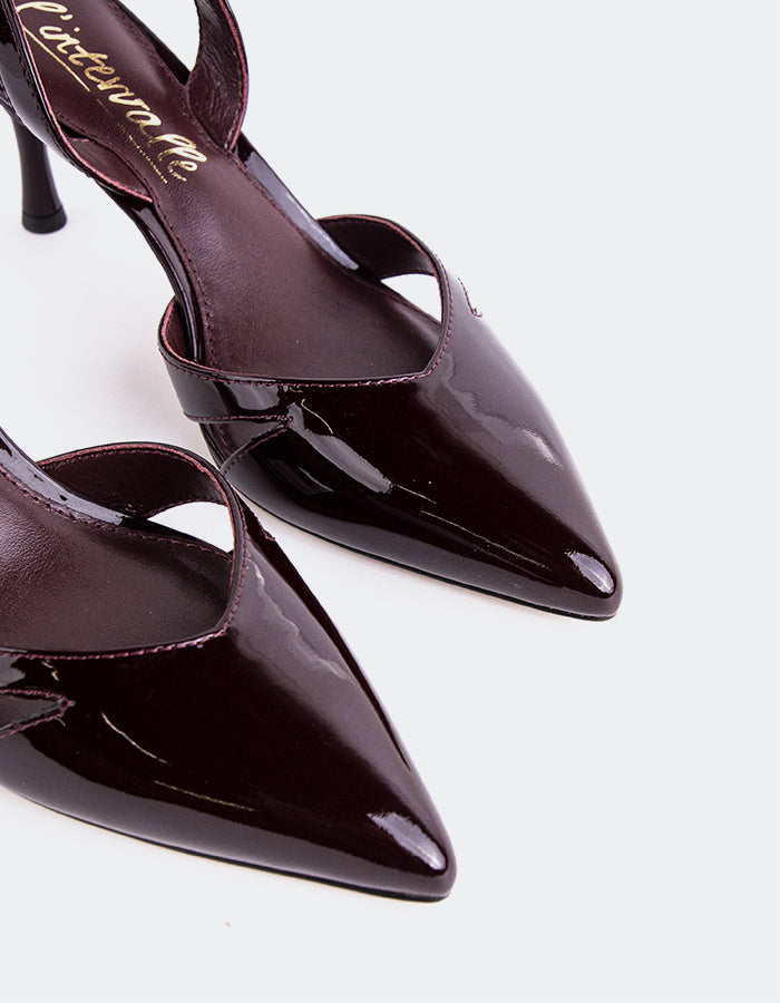 L'INTERVALLE Vescia Women's Mid-Heel Slingback Shoes Burgundy Patent