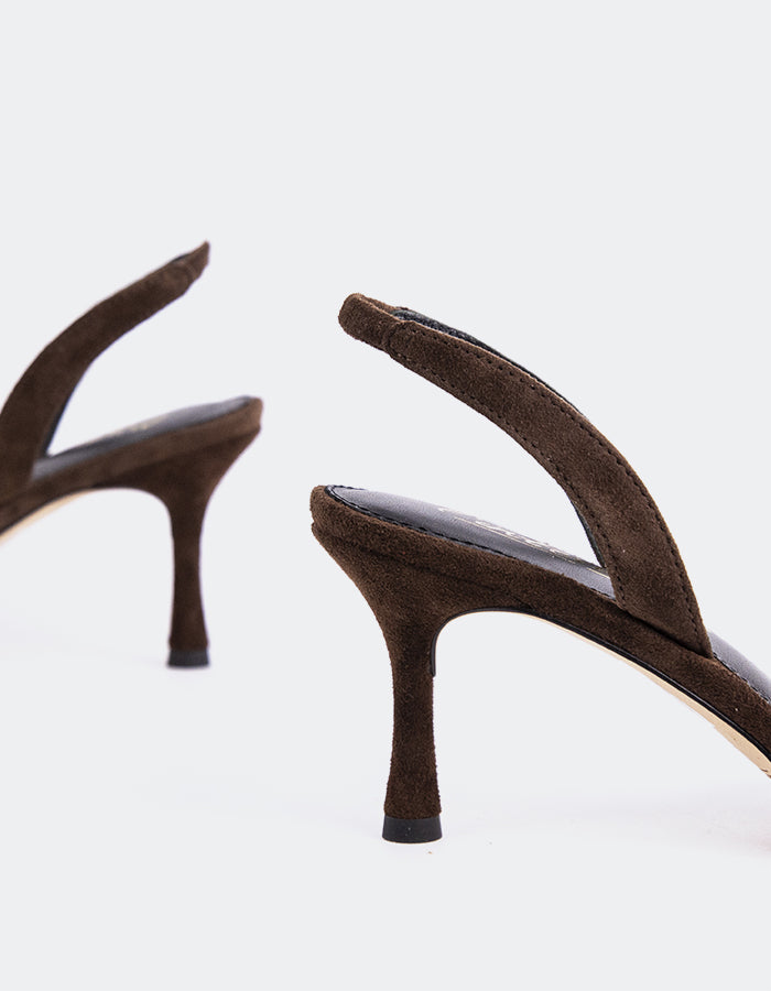 L'INTERVALLE Vescia Women's Mid-Heel Escarpins à Bride Arrière Shoes Brun Suède