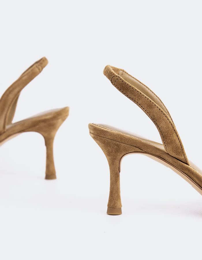 L'INTERVALLE Vescia Women's Mid-Heel Slingback Shoes Taupe Suede