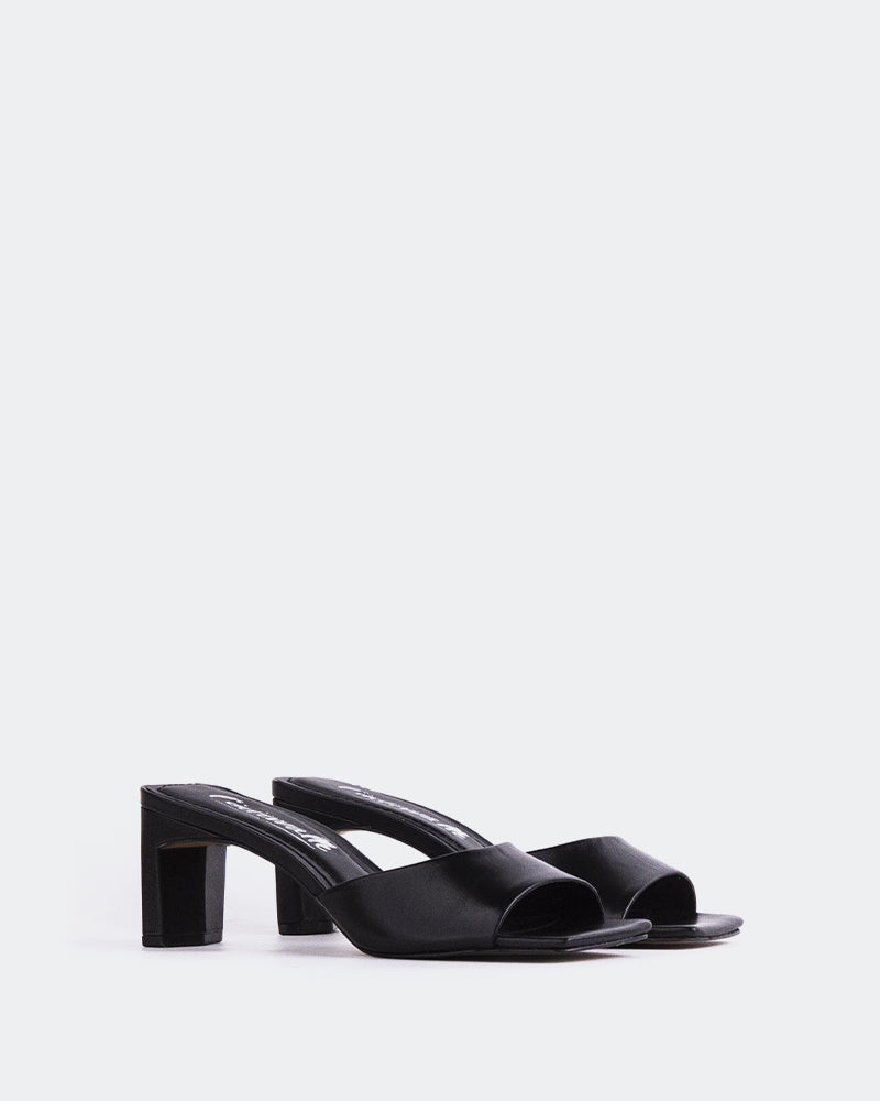 L'INTERVALLE Visalia Femme Chaussure Mule Sandale Noir Cuir