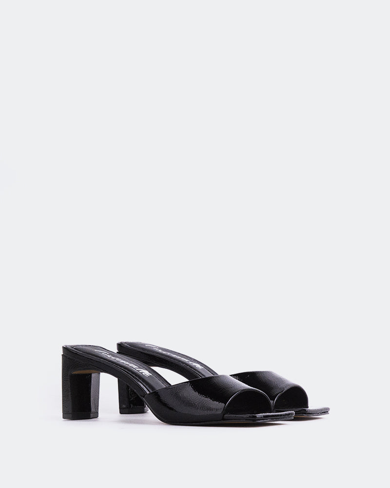L'INTERVALLE Visalia Femme Chaussure Mule Sandale Noir Naplack