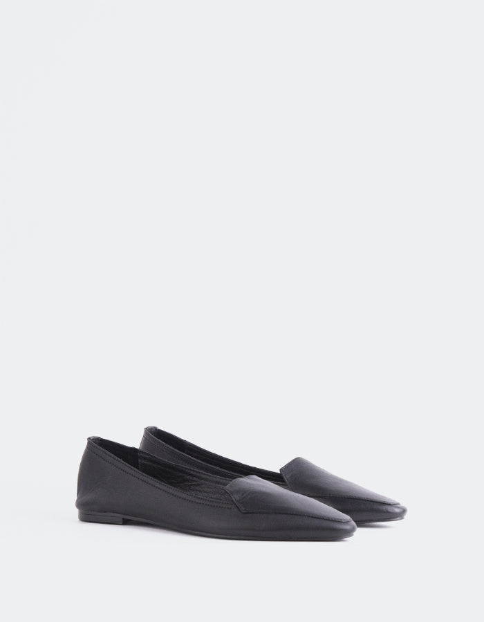 L'INTERVALLE Winkle Mocassins pour femmes Noir Cuir