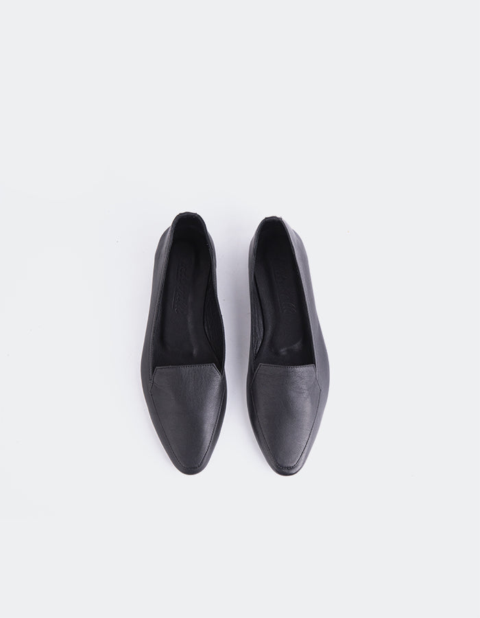 L'INTERVALLE Winkle Mocassins pour femmes Noir Cuir