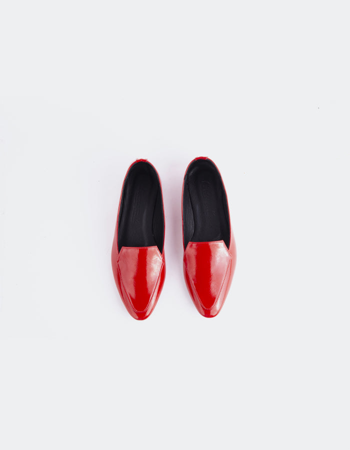 L'INTERVALLE Winkle Mocassins pour femmes Rouge Cuir (7119328084048)