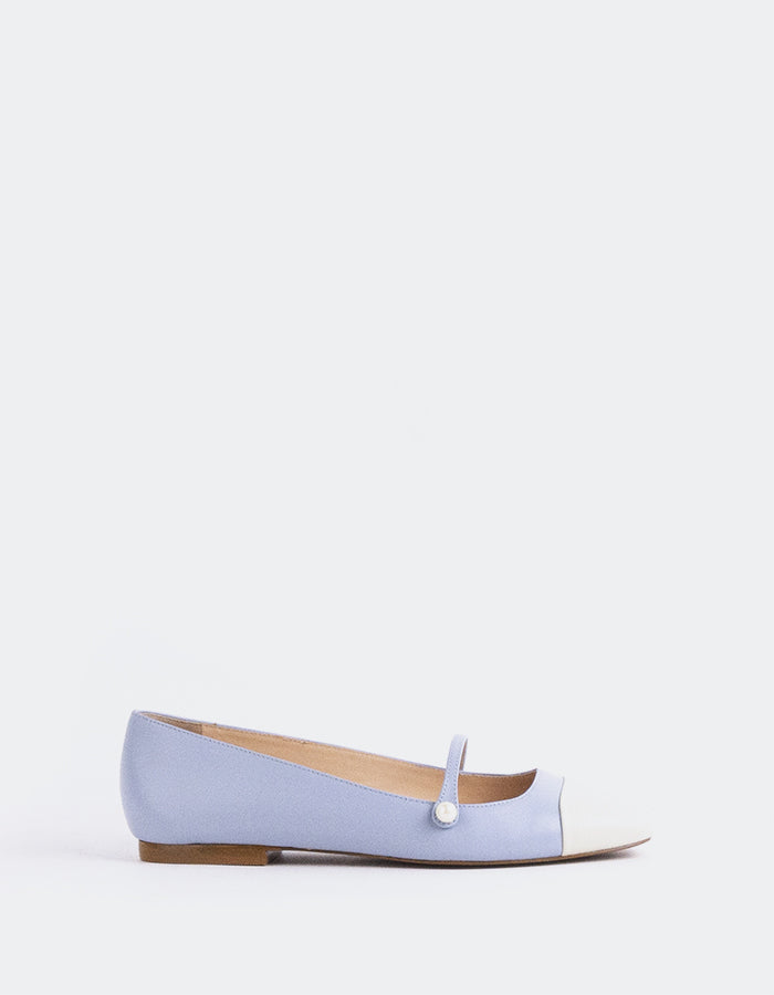 L'INTERVALLE Yarrow Women's Ballet Shoe Off White/Blue Leather