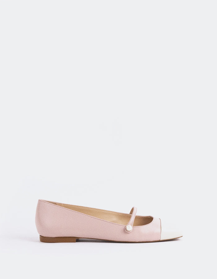 L'INTERVALLE Yarrow Women's Ballet Shoe Off White/Pink Leather