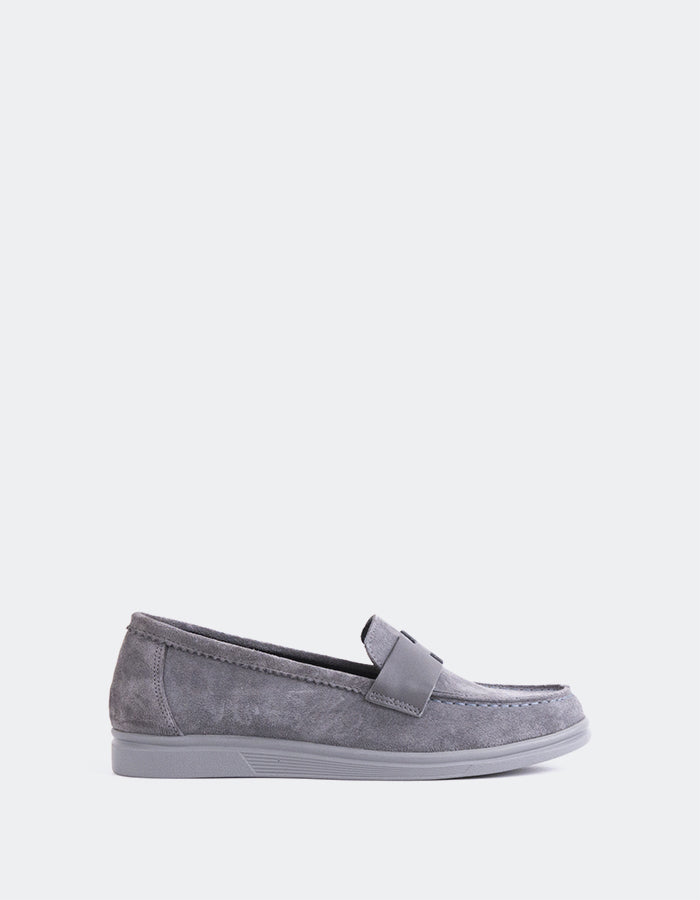 L'INTERVALLE Yasmin Women's Loafers Grey Suede