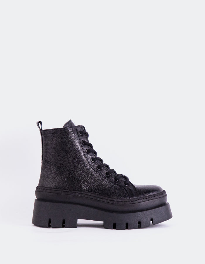 L'INTERVALLE Zahra Bottines à lacets pour femme Noir