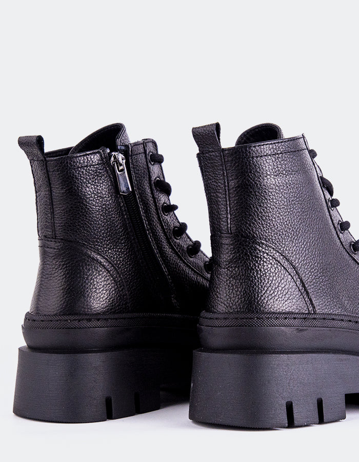 L'INTERVALLE Zahra Bottines à lacets pour femme Noir