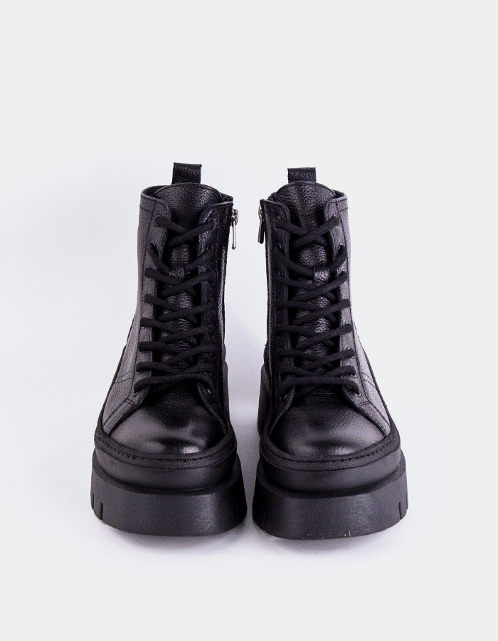 L'INTERVALLE Zahra Bottines à lacets pour femme Noir