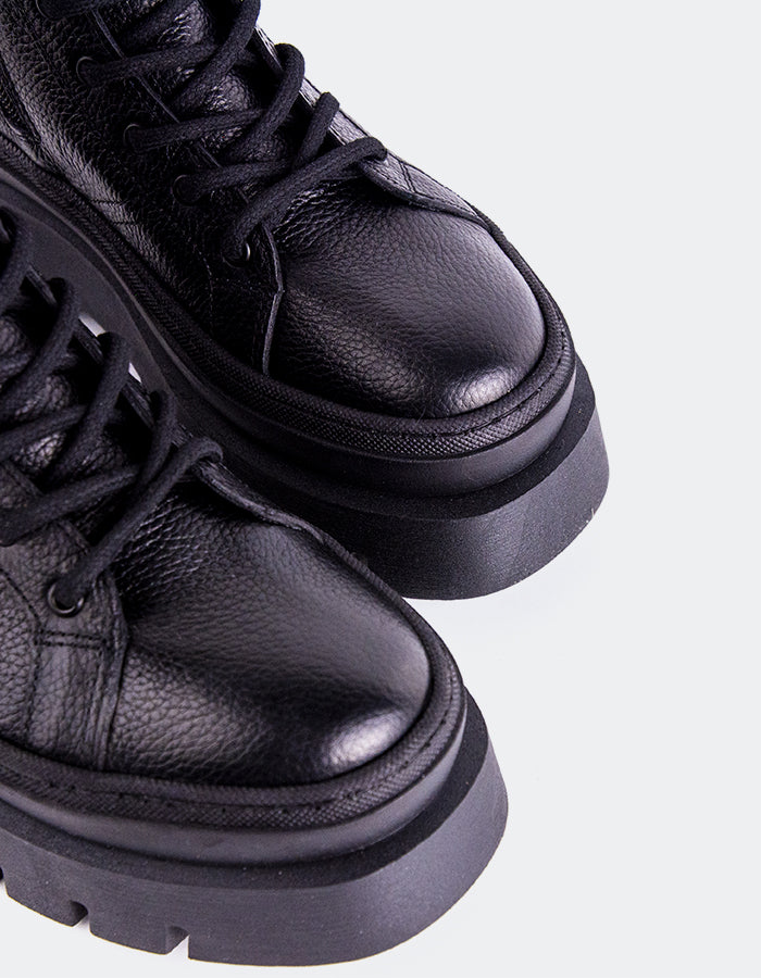 L'INTERVALLE Zahra Bottines à lacets pour femme Noir